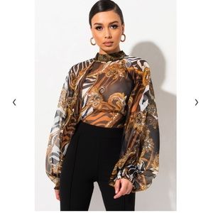 Akira “Off The Market” Long Sleeve Sheer Blouse